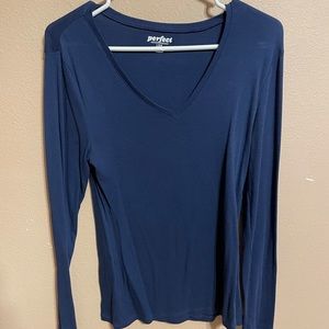 Blue V-Neck Long Sleeve